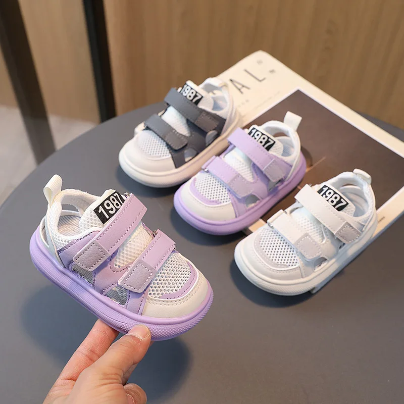 

Summer New Children Sandals Girls Fashion Mesh Sports Shoes Boys Cool Beach Sandals Baby Cute Hollow Hook Loop Closed Toe Shoes