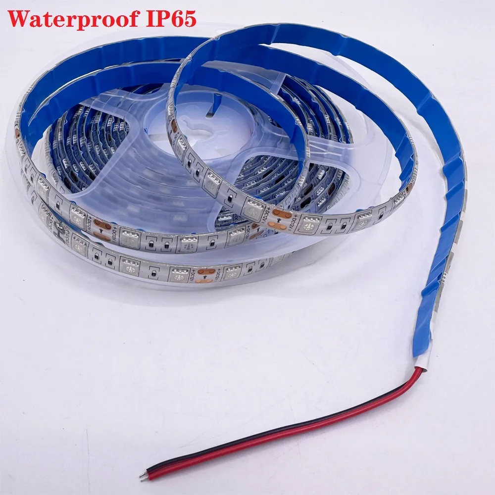 Фото Светодиодная лента DC 12V SMD Chip 5050, красная, 60 светодиодов/м, печатная плата 10 мм, 620 нм, водонепроницаемая и непромокаемая, гибкая, 1-5 м. №5