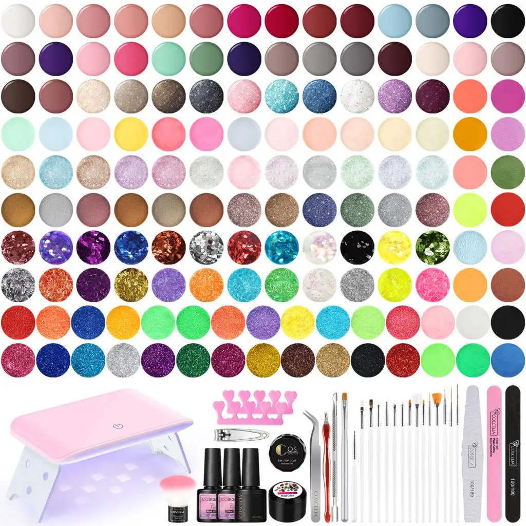 

COSCELIA Nail Polish Set UV LED Lamp Dryer Set Nail Gel Polish Kit Soak Off Manicure Tools Set Nail Sets Base Top Coat