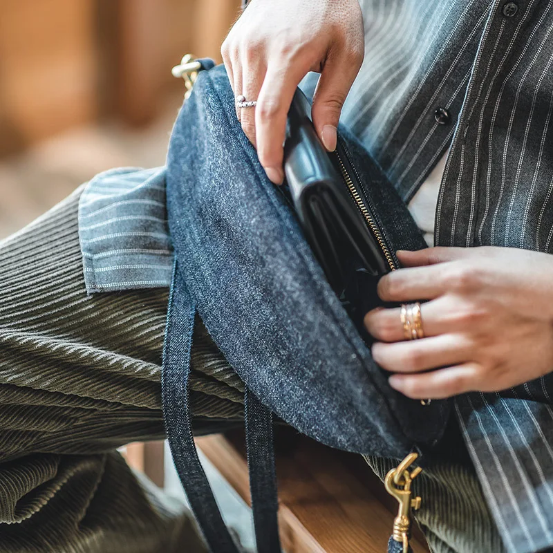 Fashion Words Unisex Jeans Canvas Bag For Men Retro Style Ball Shoulder Bag For Women Casual Shopping Crossbody Phone Bag