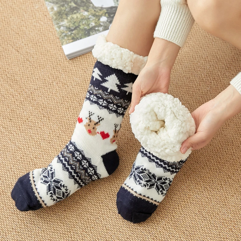 Cotton Thickened Women's Winter Socks Christmas Warm Socks Cute Elk Home Sleep On The Floor Socks Girls Funny Holiday Gifts