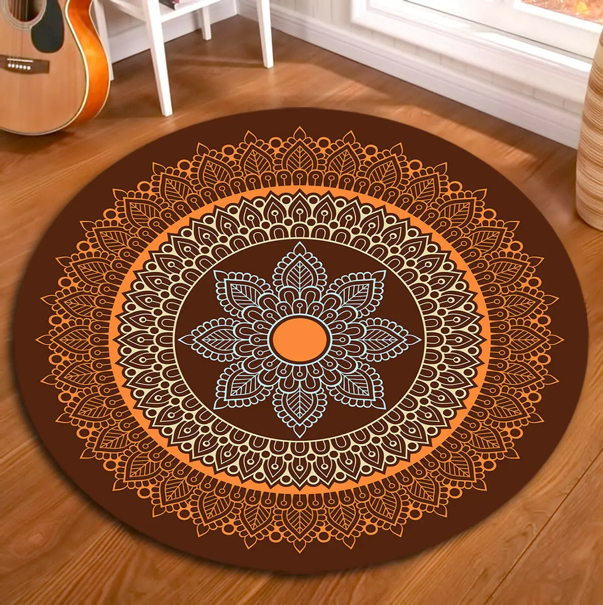 

Mandala Pattern Round Rug Super Soft Warm Printed Rug Computer Chair Round Rug