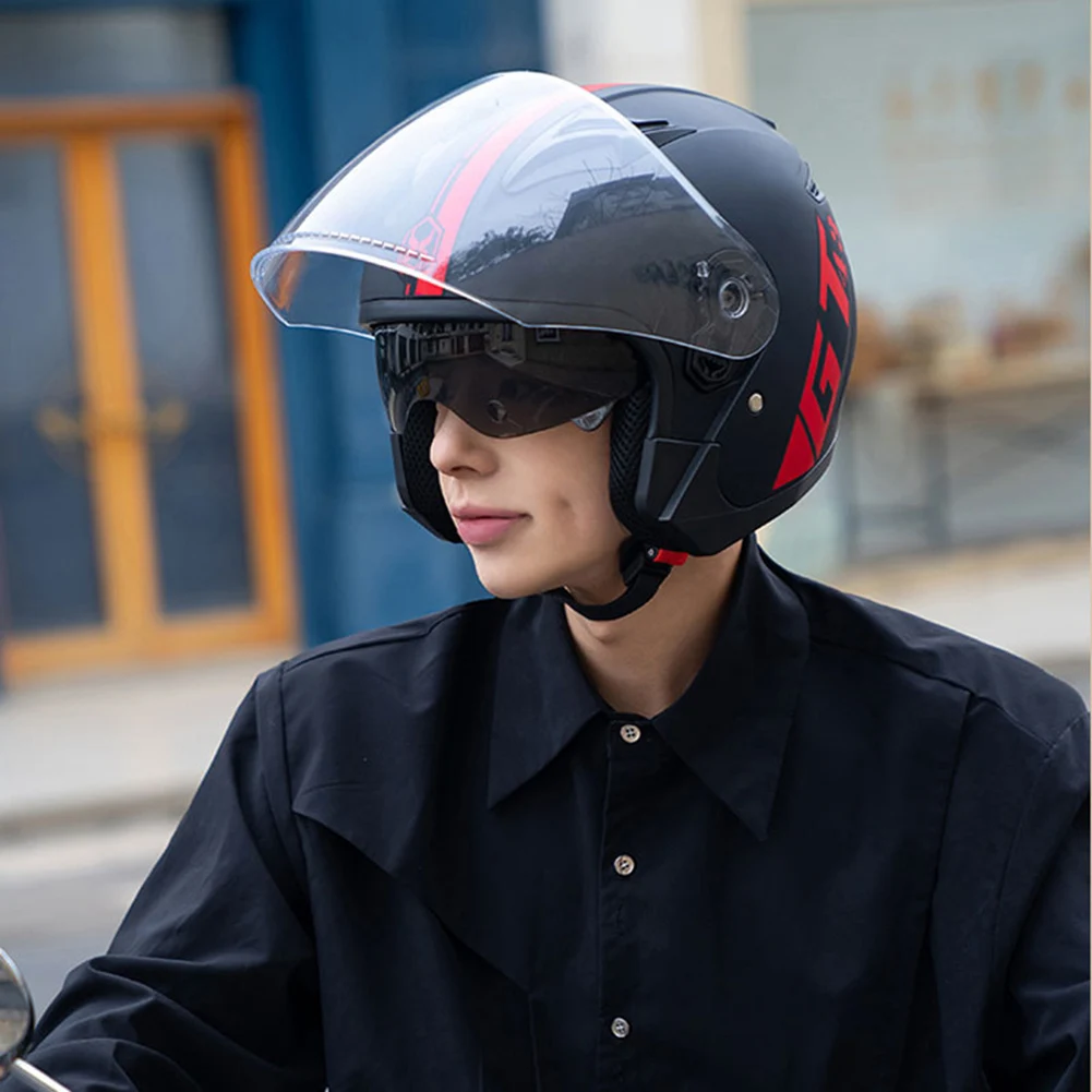 Мотоциклетный шлем с открытым лицом для мужчин и женщин 3/4 полушлем