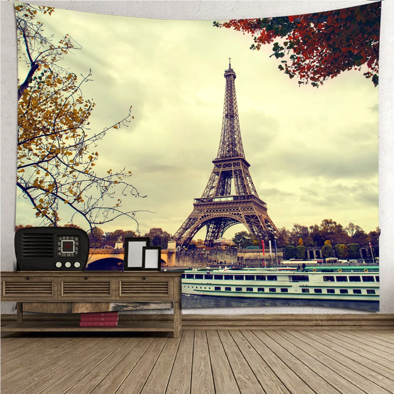 

Wall Tapestry Art Wall Tapestry Small natural scenery Eiffel Tower Wall Hanging Blanket Dorm Art Decor Covering