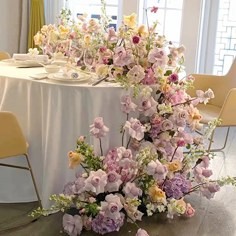

Customized Rose Flower Row Table Flower Wedding Road Lead Silk Flower Ball T stage Decoration Event Layout Simulation Flower