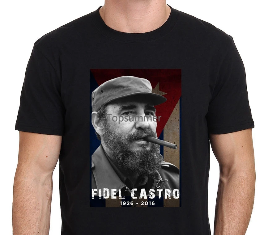 

Мужская футболка с рисунком Фидель Кастро, Куба, черные размеры, летние топы, футболки, топ, футболка, мужские футболки высокого качества, топ, футболка