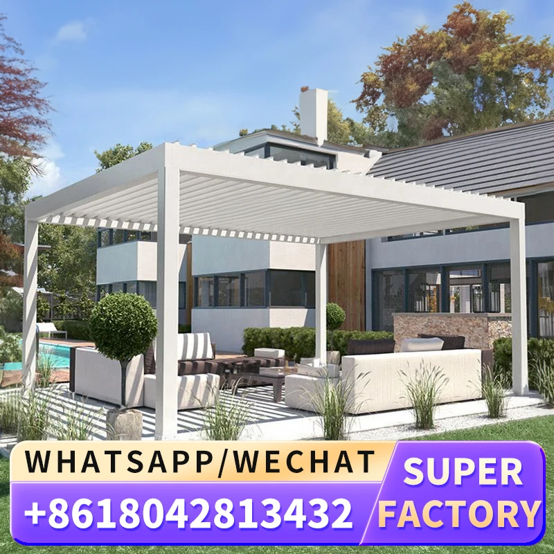 Ручная Жалюзийная алюминиевая беседка современного дизайна с регулируемой
