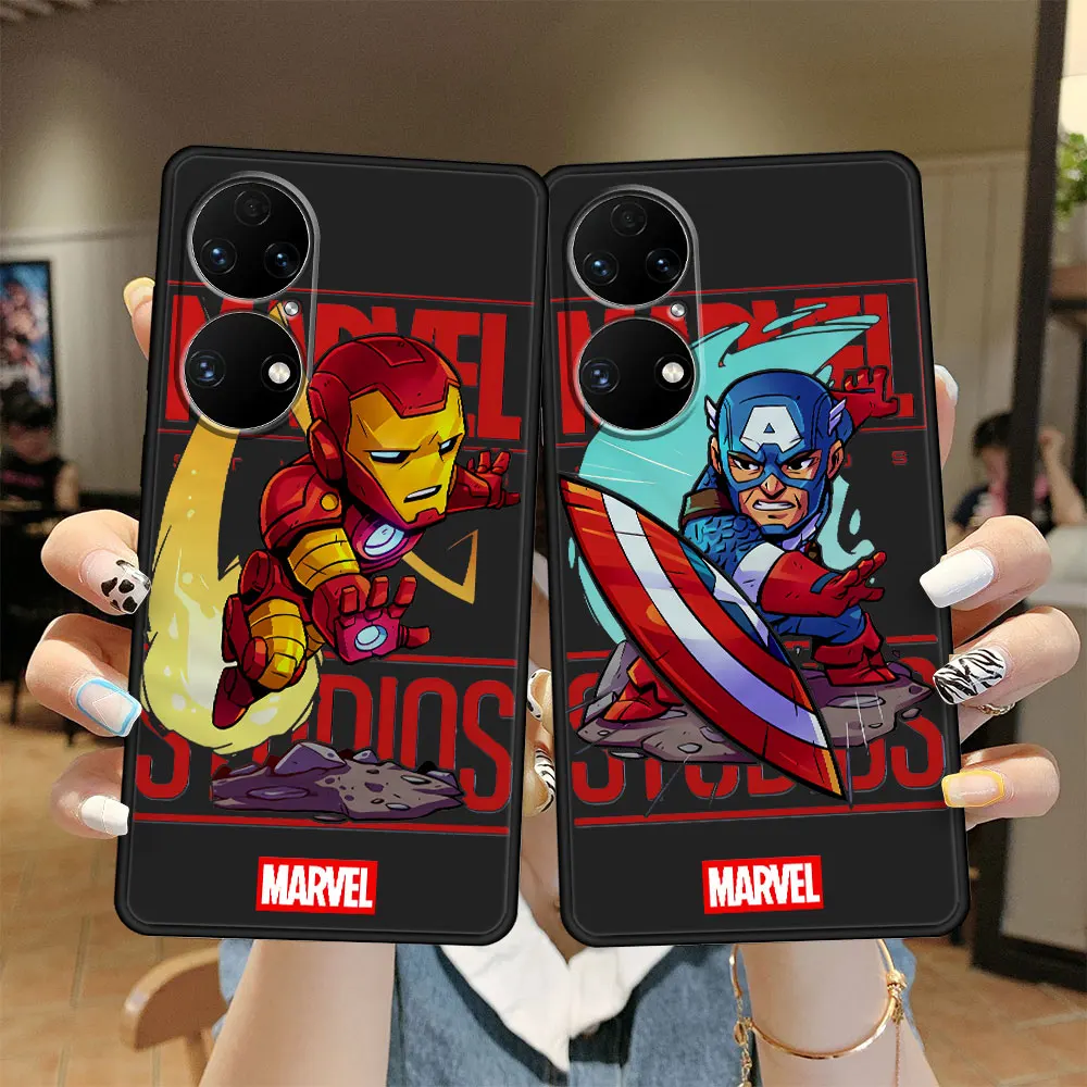 

Silicone Matte Celular Case Funda for Huawei Nova 5T P40 Lite P30 P50 P20 Pro 9 SE 8i 7i Y9 P50E Y6 2021 Marvel Iron Man Black