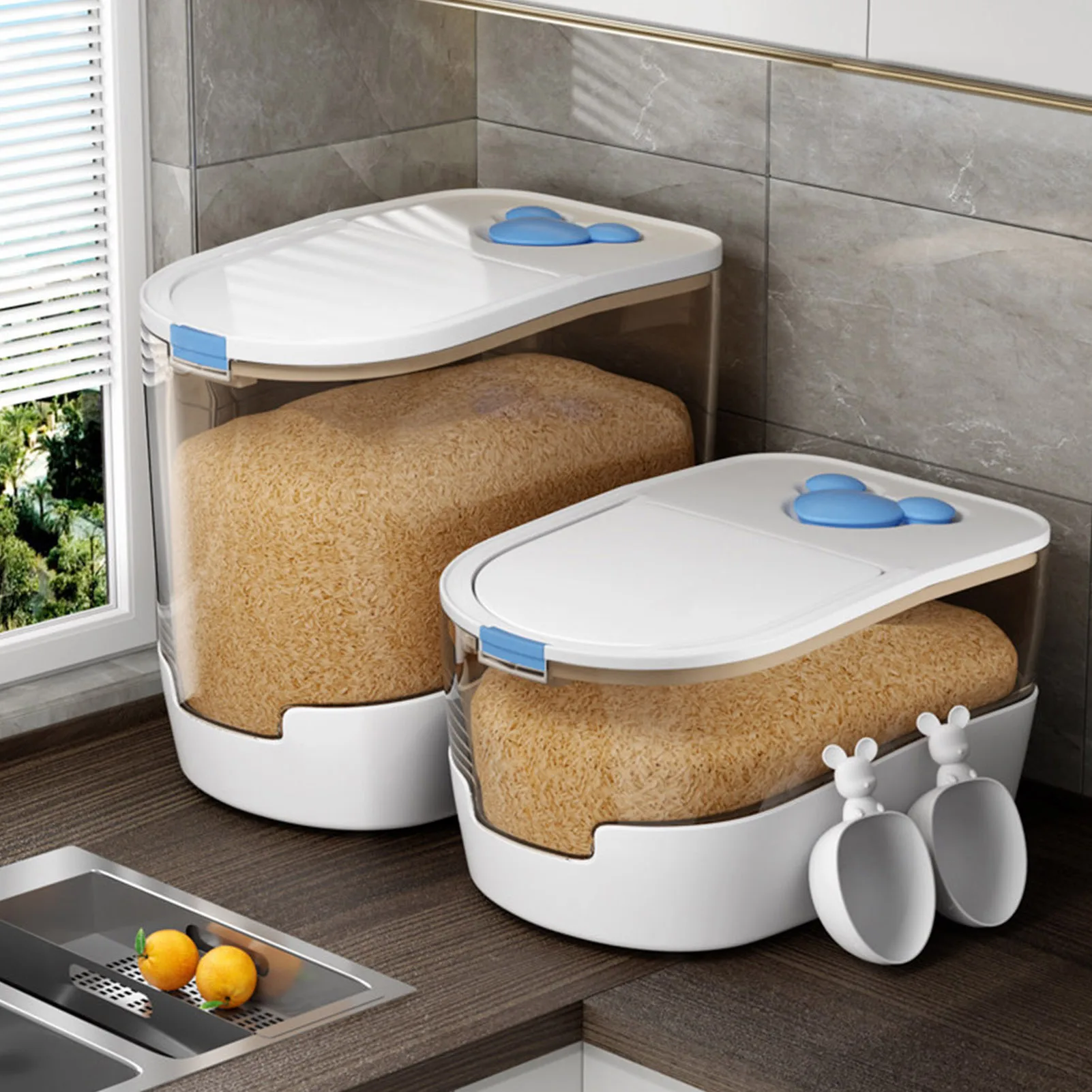 

Большой контейнер для хранения риса, Кухонный Контейнер для хранения еды, герметичный диспенсер для сухих продуктов с защитой от насекомых ...