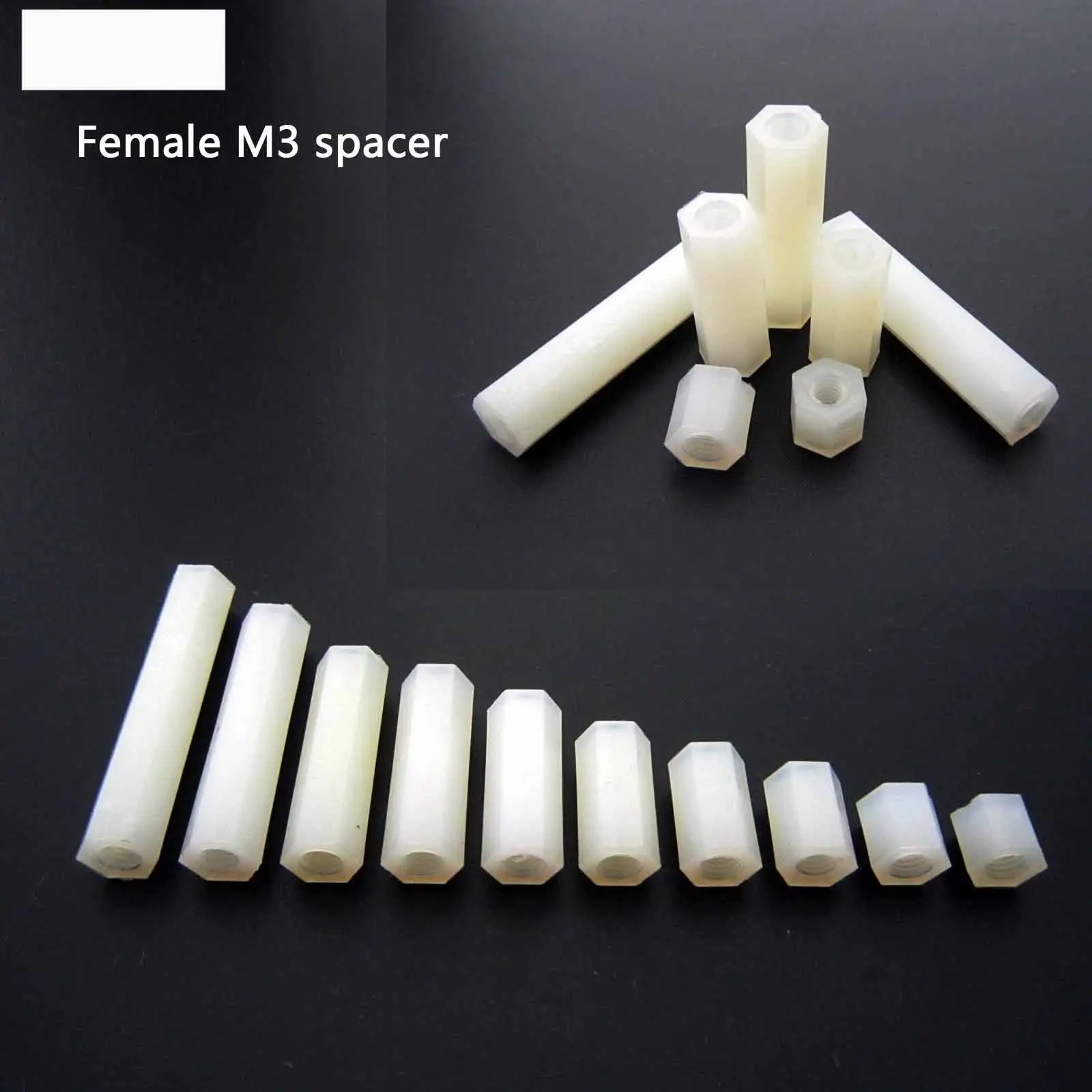 

100pcs White Plastic Nylon M3 Hex Column Standoff Spacer NUT