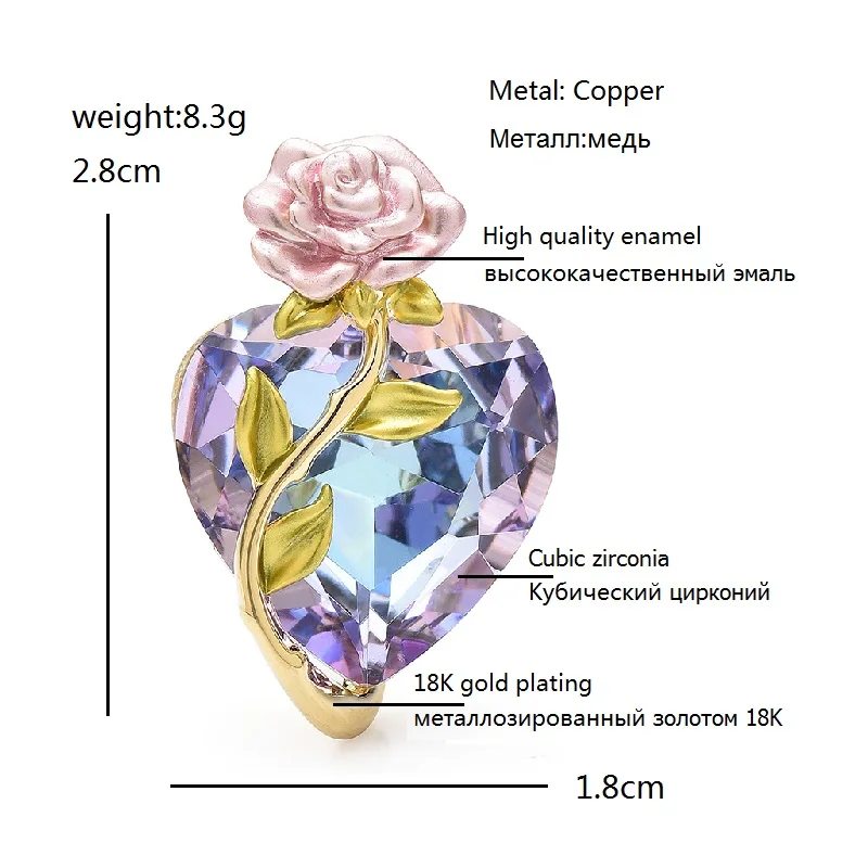 Wuli&ampbaby изысканные броши в форме сердца с розами для женщин женские