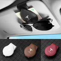 tesla model 3 model y auto interior accessories 2017 2022 car sun visor sunglasses holder glasses clip for id card id card bank