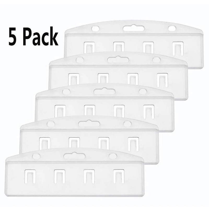 

Упаковка из 5 горизонтальных держателей для половинных карт для удостоверения личности, матовые жесткие поликарбонатные пластиковые прозрачные офисные принадлежности