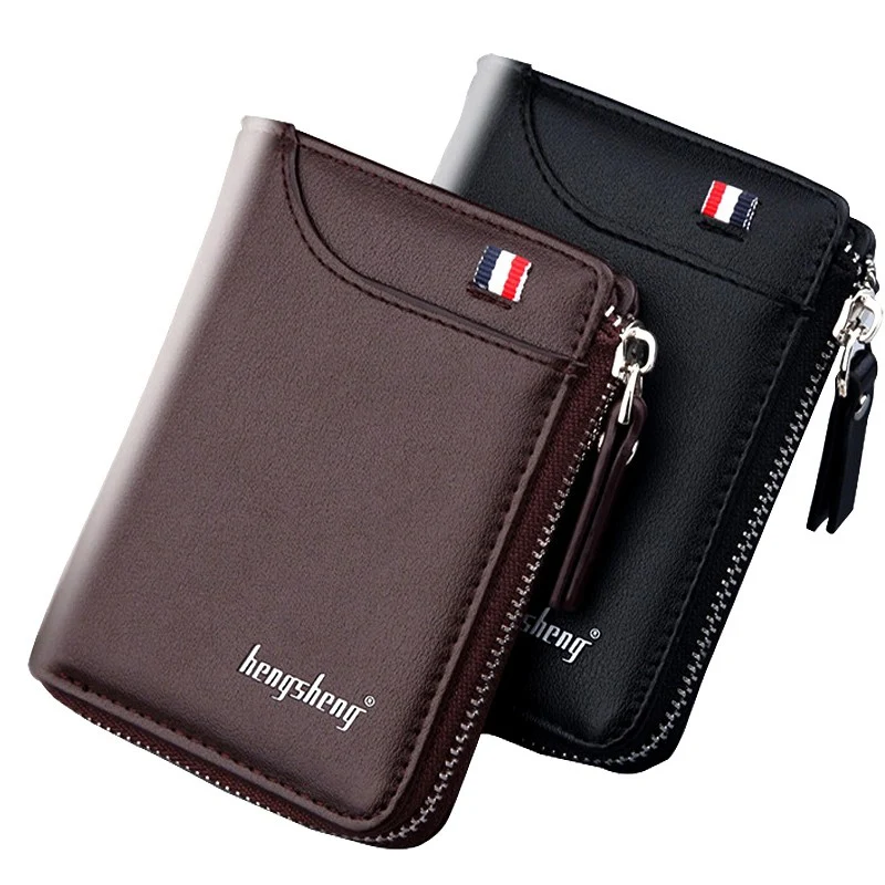 

Wallet for Men Short Casual Carteras Business Foldable Wallets PU Leather Male Billetera Hombre Luxury Small Zipper Coin Purse