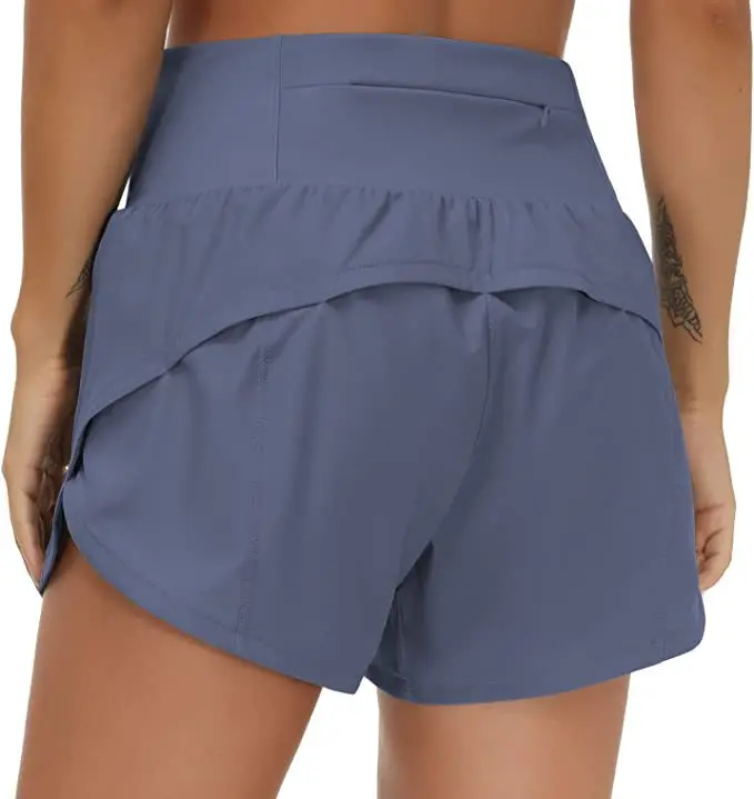 

LuluLemon New Women's Running Shorts Fake Two Pieces with Zipper Pockets High Waist Quick Dry Transport