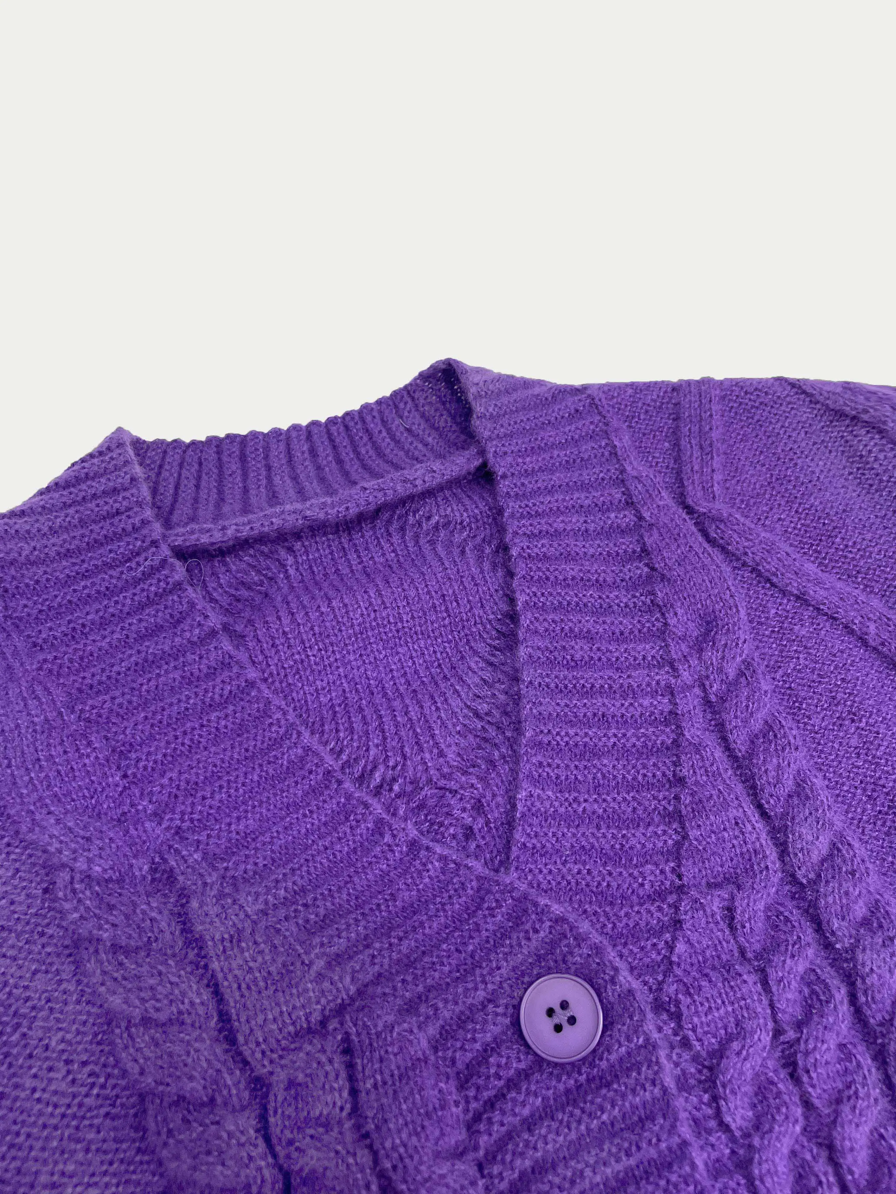Кардиган GarbGlory TS с золотой звездой и вышивкой на пуговицах фиолетовый свитер