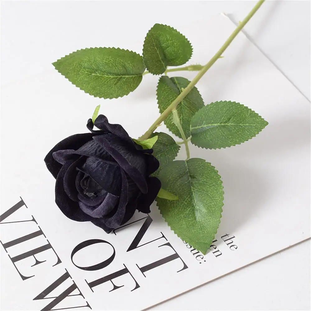 

Valentine's Day Gift Artificial Rose Bouquet Single Branch Wedding Supplies Flannelette Silk Rose Party Decor Fake Flannel Rose