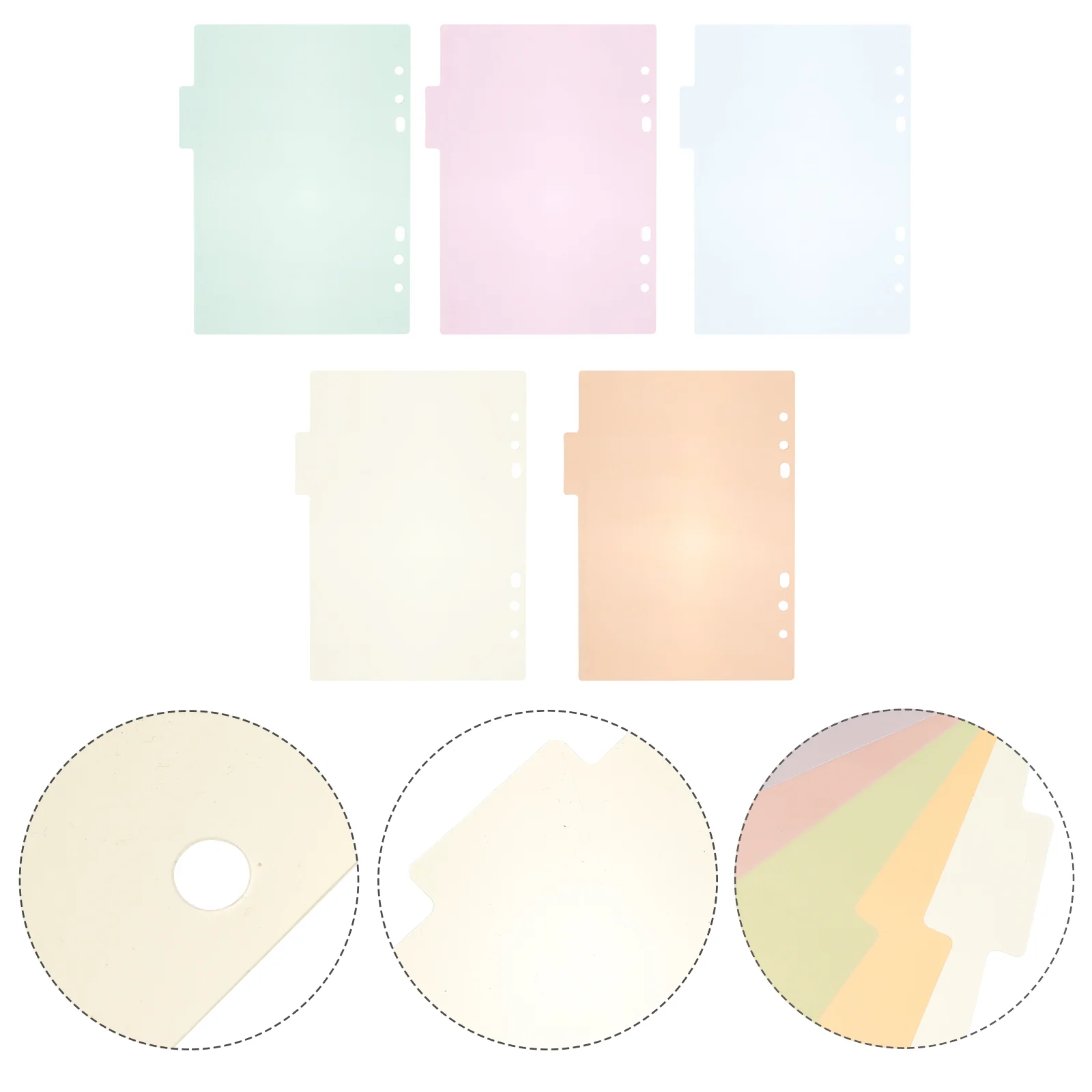 

10pcs A5 Binder Dividers Labels Insertable Multicolor Plastic Tab for Office