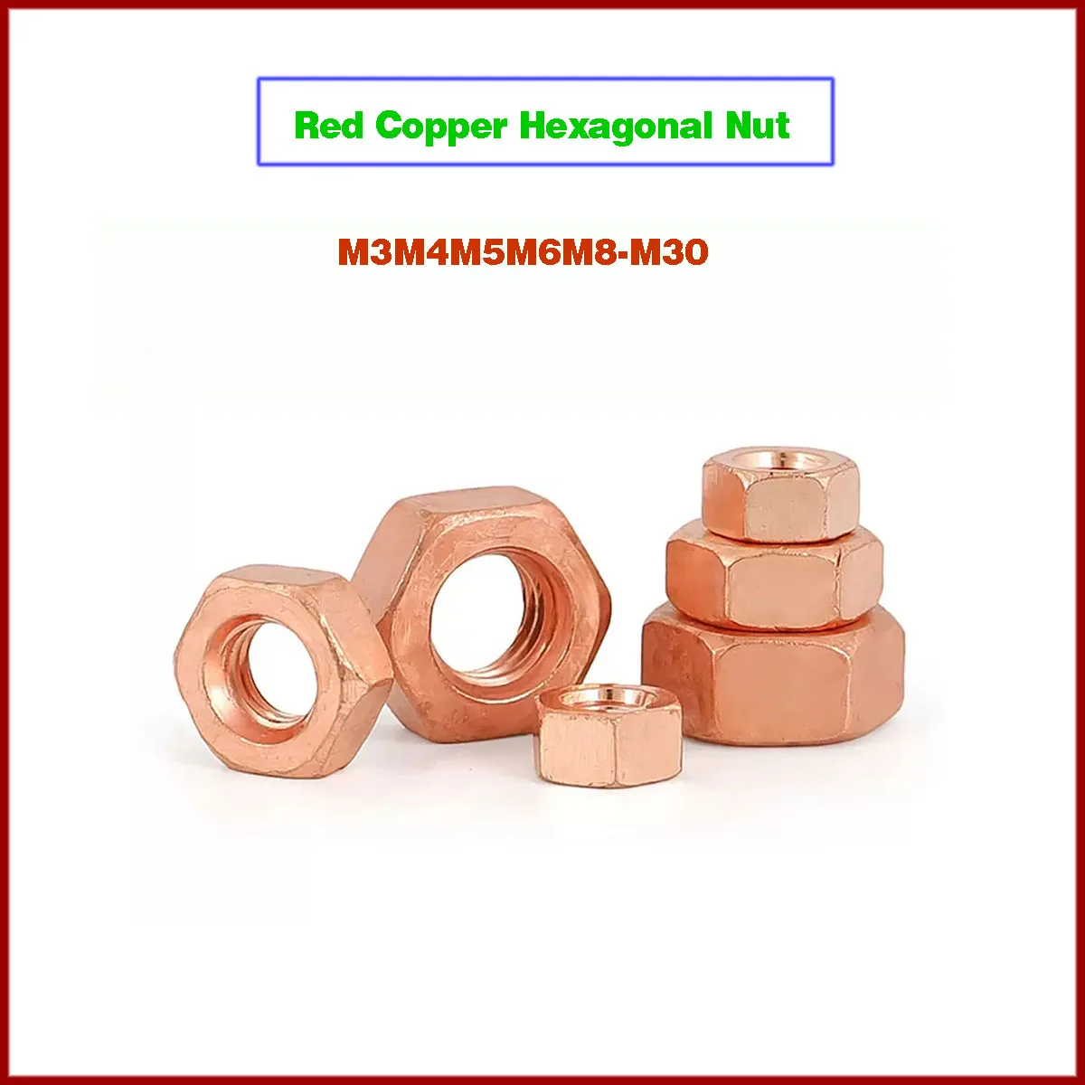 

Красные медные шестигранные гайки M3-M30