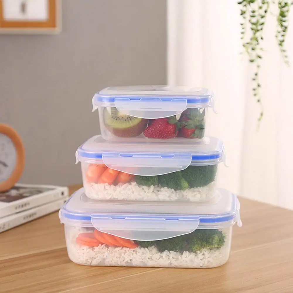 

3pcs Plastic Bento Box Outdoor Picnic Snack Meal Storage Container Food Prep Lunch Box for Kids School Dinnerware Set