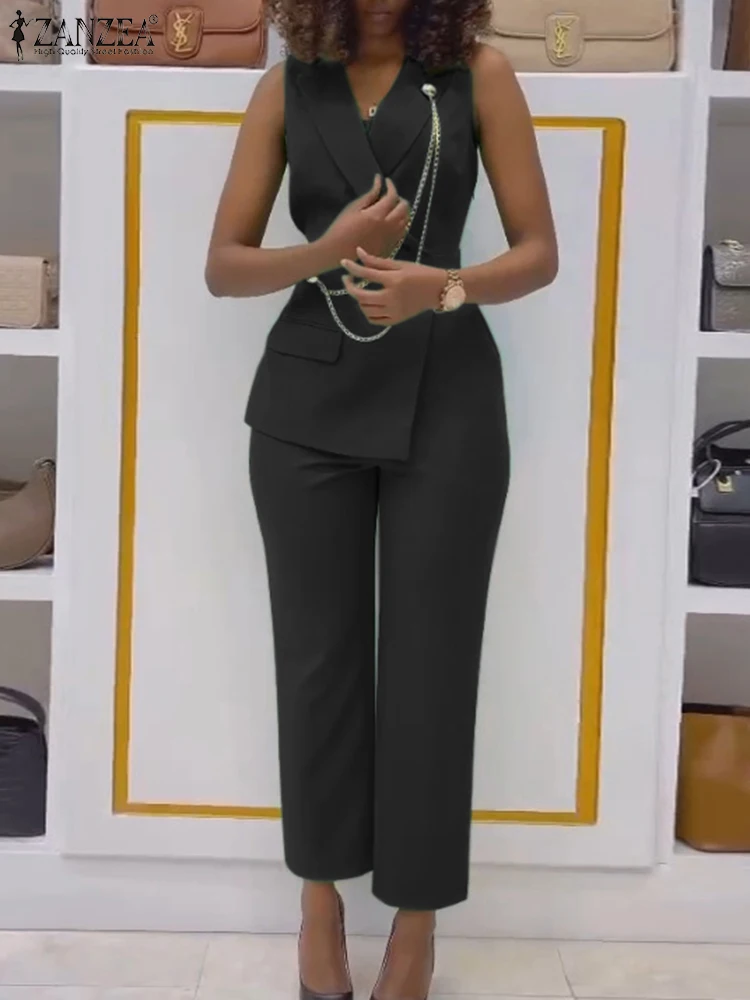 

ZANZEA Casual Tank Playsuit Women Sleeveless Jumpsuit 2023 Summer Fashion Straight Long Pants Rompers Elegant Solid OL Overalls