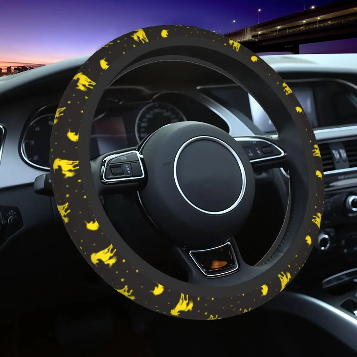 

38cm Car Steering Wheel Cover Unicorn Animal Elastic Golden Braid On The Steering Wheel Cover Auto Colorful Automobile Accessory