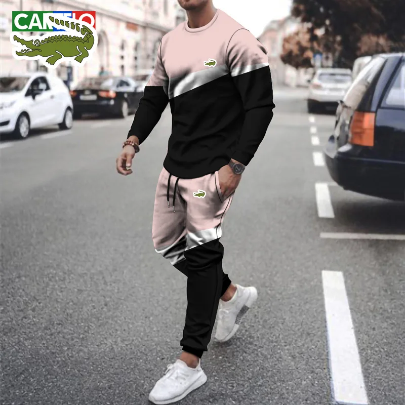 CARTELO High-end Round Neck Sweater Suit Men's Autumn New Casual Korean Version of The Popular Sportswear Two-piece Suit for Men