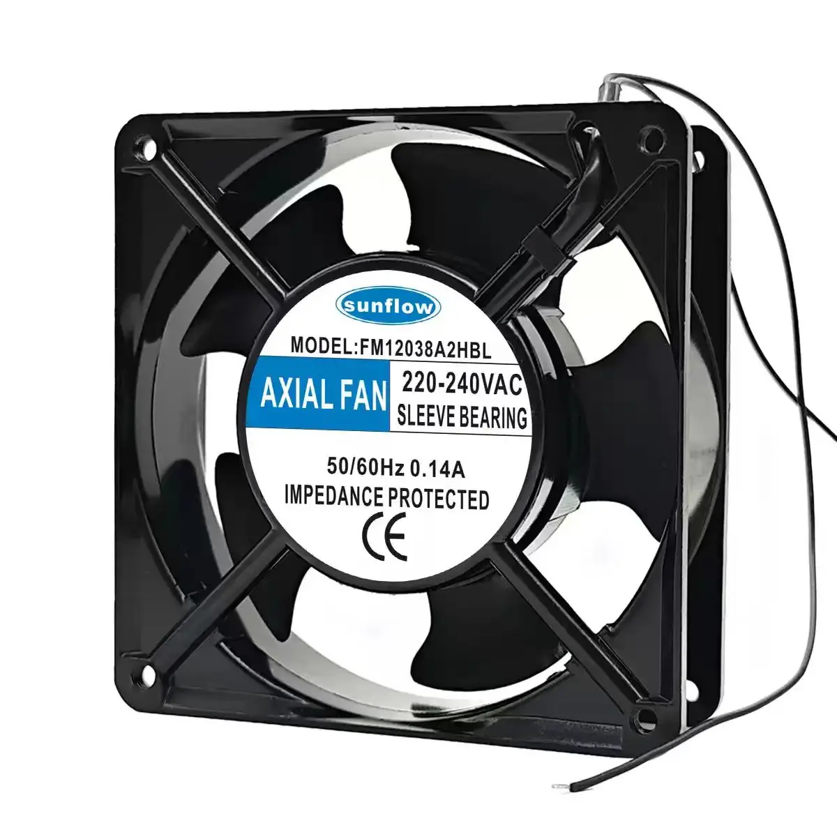 Фото Вентилятор охлаждения для промышленных шкафов Sunflow FM12038A2HBL, 220-240В, 12038, 120мм, 12см, с алюминиевой рамой и двойным шарикоподшипником №3