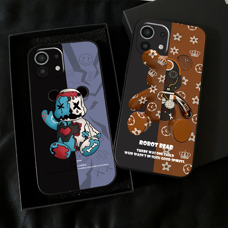 

Fashion Brand Luxury Bear For Xiaomi Mi 11 Mi 11 Lite Phone Case For Xiaomi 11 Lite 5G Soft Black TPU Back Funda