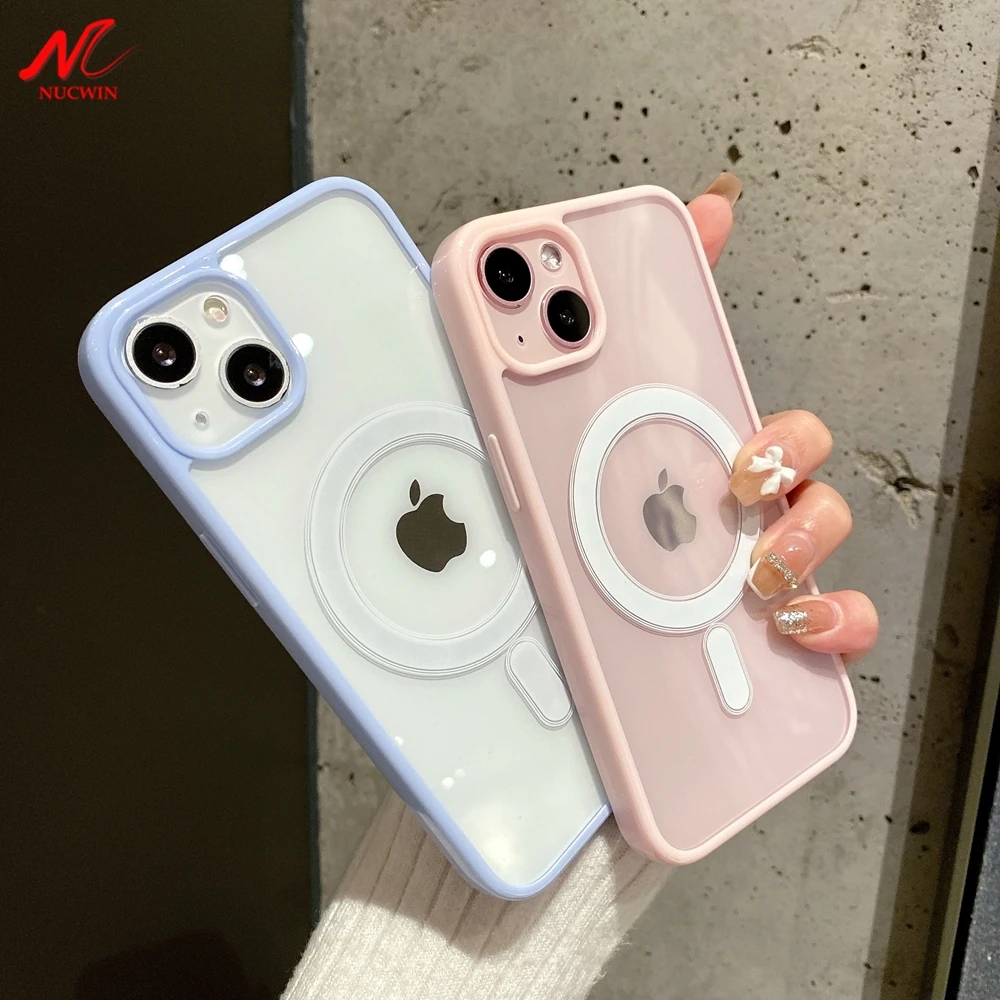 

Роскошный чехол карамельного цвета Magsafing для iPhone 11 12 13 Pro Max прозрачный Магнитный чехол для зарядки для iPhone Xs Max Xr X