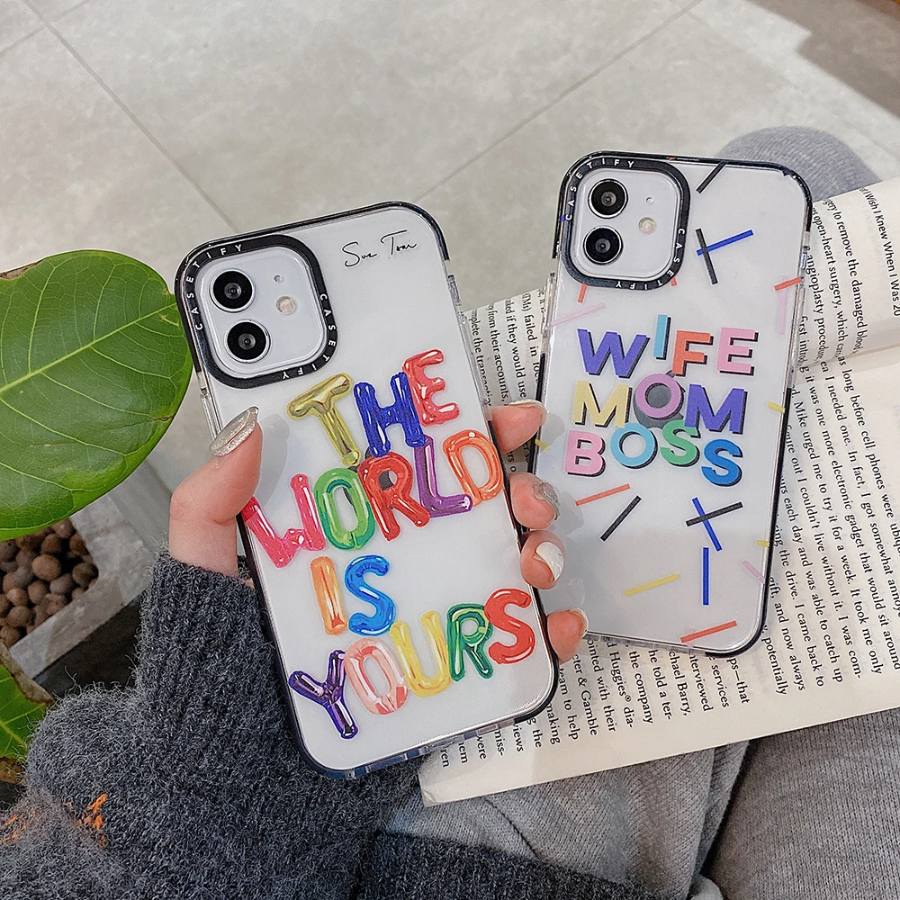 

Popular Colored Text Sentence Case For iPhone 13 12 11 Pro X XS XR Max 7 8 6 6S Plus 2 Clear Soft TPU Shockproof Back Cover Capa