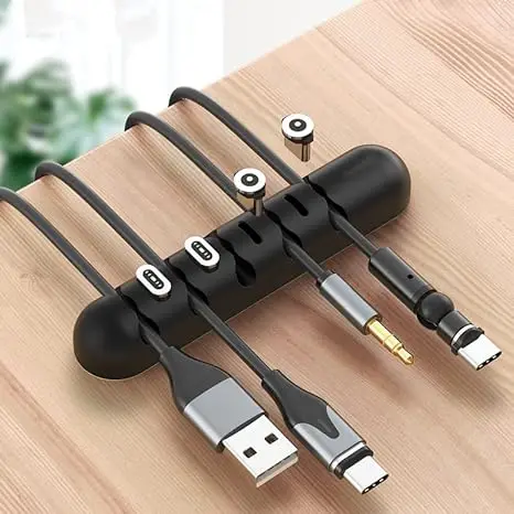 

Cable Organizer Magnetic Plug Box Silicone Cable Winder Flexible Cable Management Clips for Mouse Earphone
