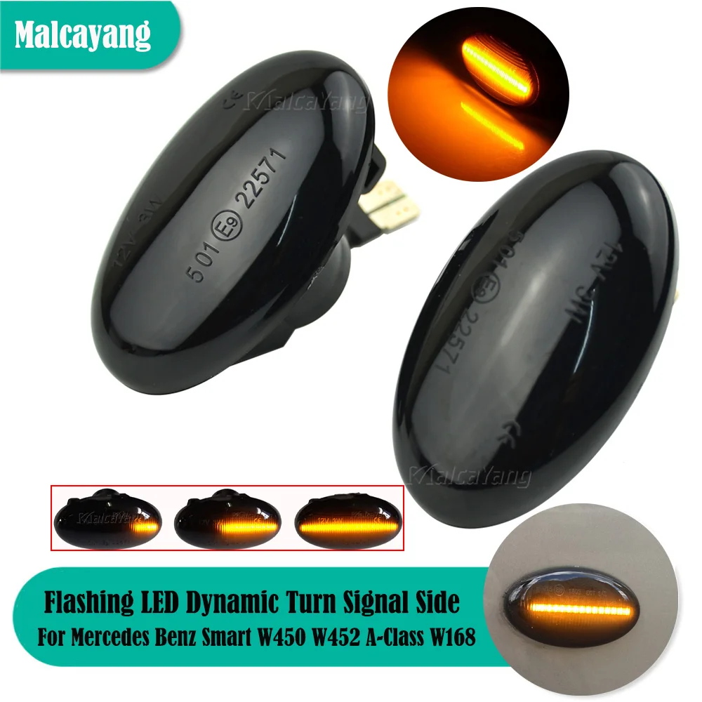 

2x LED Dynamic Turn Signal Side Marker Flashing Light For Mercedes Benz Smart W450 W452 A-Class W168 Vito W639 W447 Citan W415