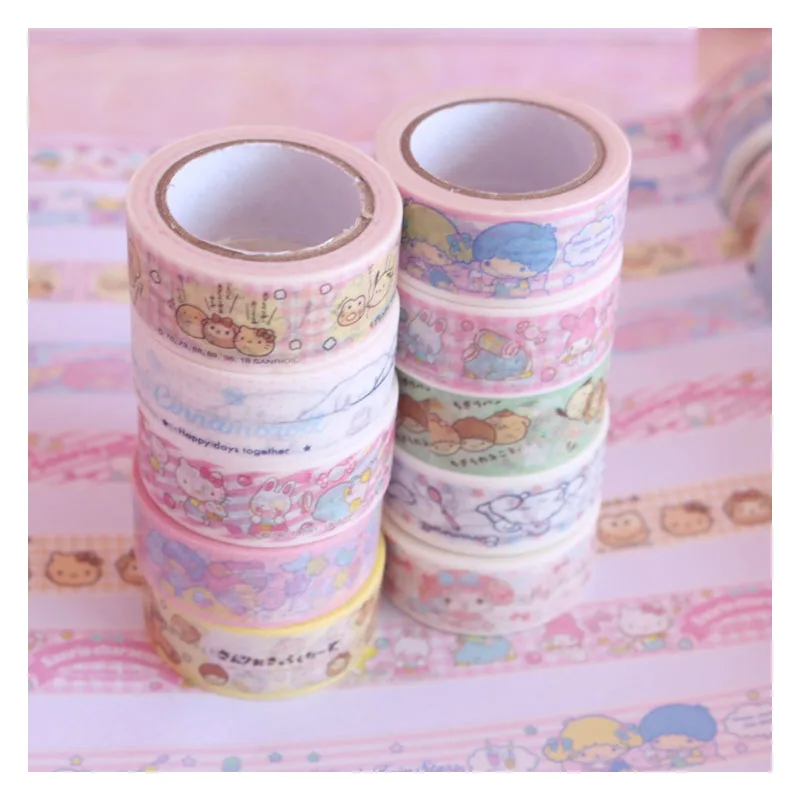 

5M Sanrios Kawaii Cute Cartoon My Melody Littletwinstars Cinnamoroll Hello Kittys Pocket Tape Handmade Photo Decorative Sticker