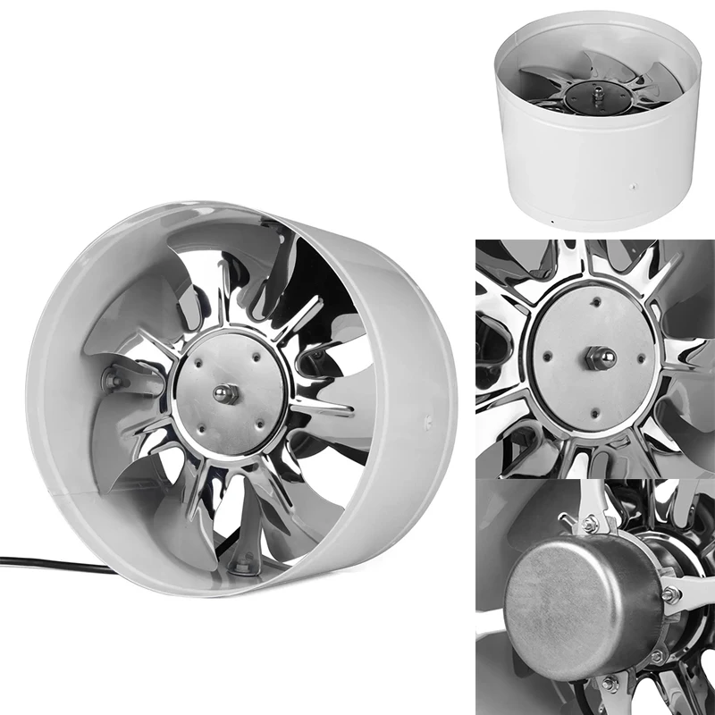 

220V Inline Duct Fan Booster Exhaust Blower Air Cooling Vent White