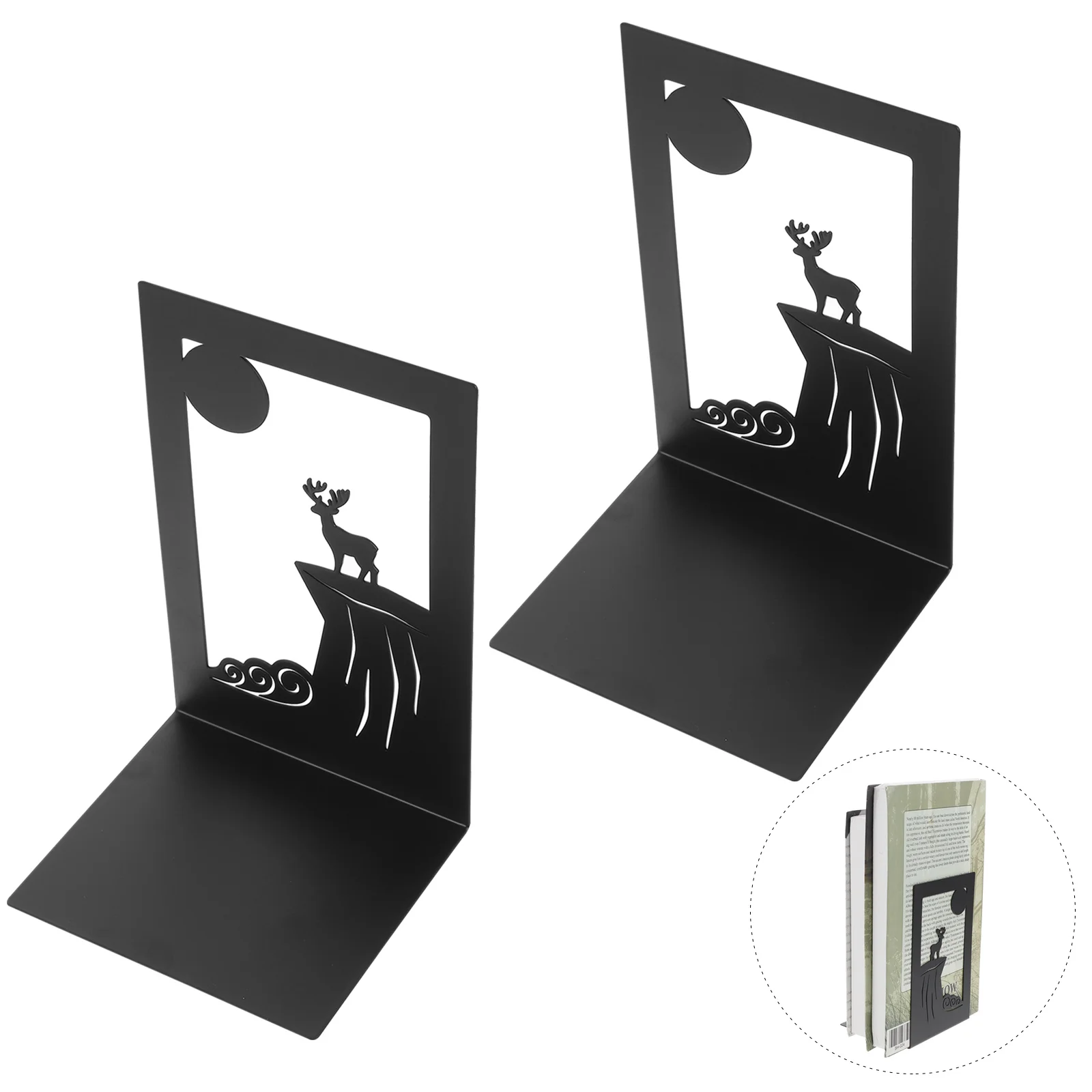 

2pcs Cliff Deer Pattern Bookends Unique Bookends Household Book Ends for Office