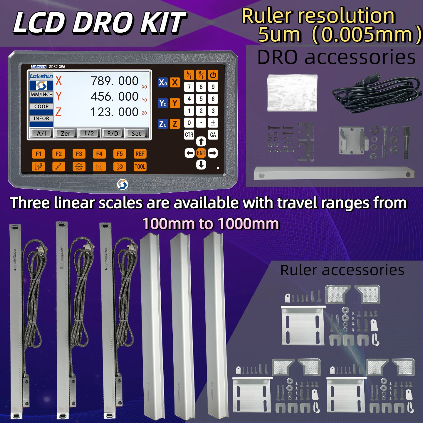 

DRO-SDS3VA 3-осевой дисплей для фрезерного станка