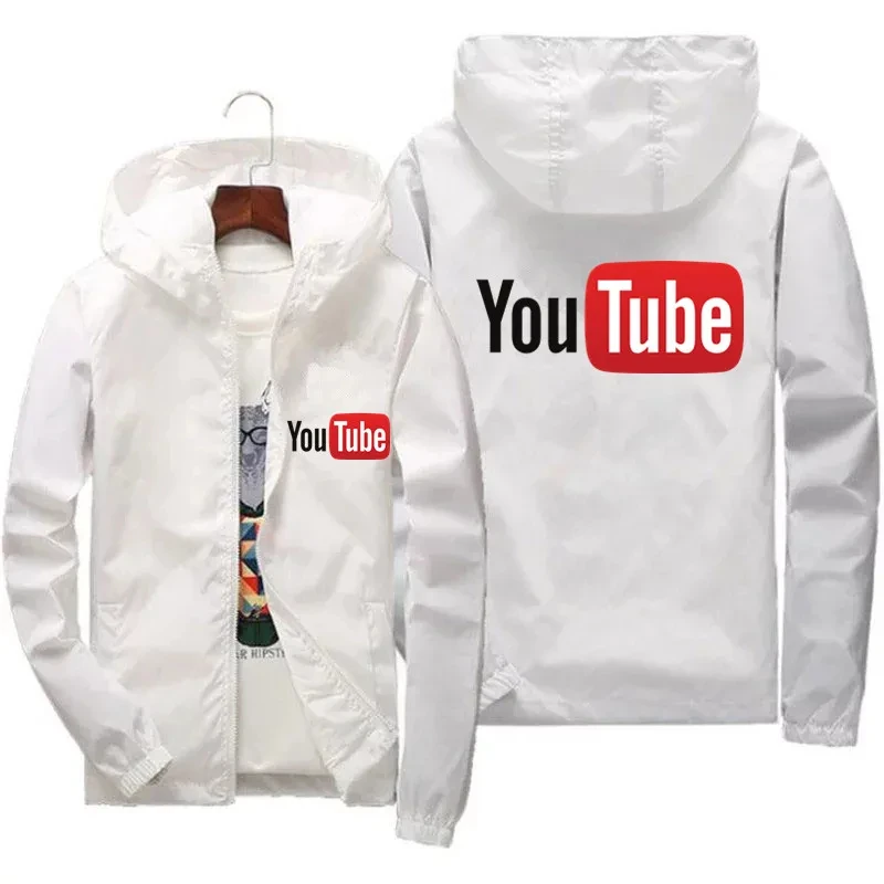 Мужская повседневная куртка с капюшоном логотип YouTube ветрозащитная тонкая