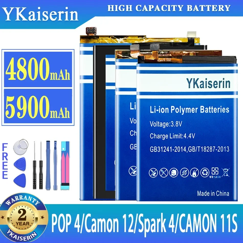 Аккумулятор ykaisсеребрин для TECNO POP 4 Camon 12 Camon12 CC7 Spark KC2/CAMON 11S/Infinix BL-43BX Batterij