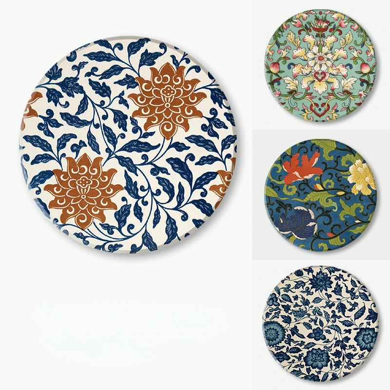 

Diatom Mud Ceramic Coaster Chinese Style Retro National Tide Pattern Thermal Insulation Anti-skid Gasket Placemats for Table