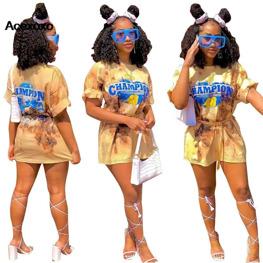 

2023 new summer fashion letter print loose dress women
