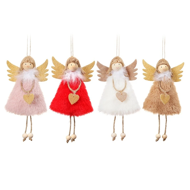 

Plush Toy Keyring with Soft Plush Feather Toy Angel Figure Xmas Party Ornament