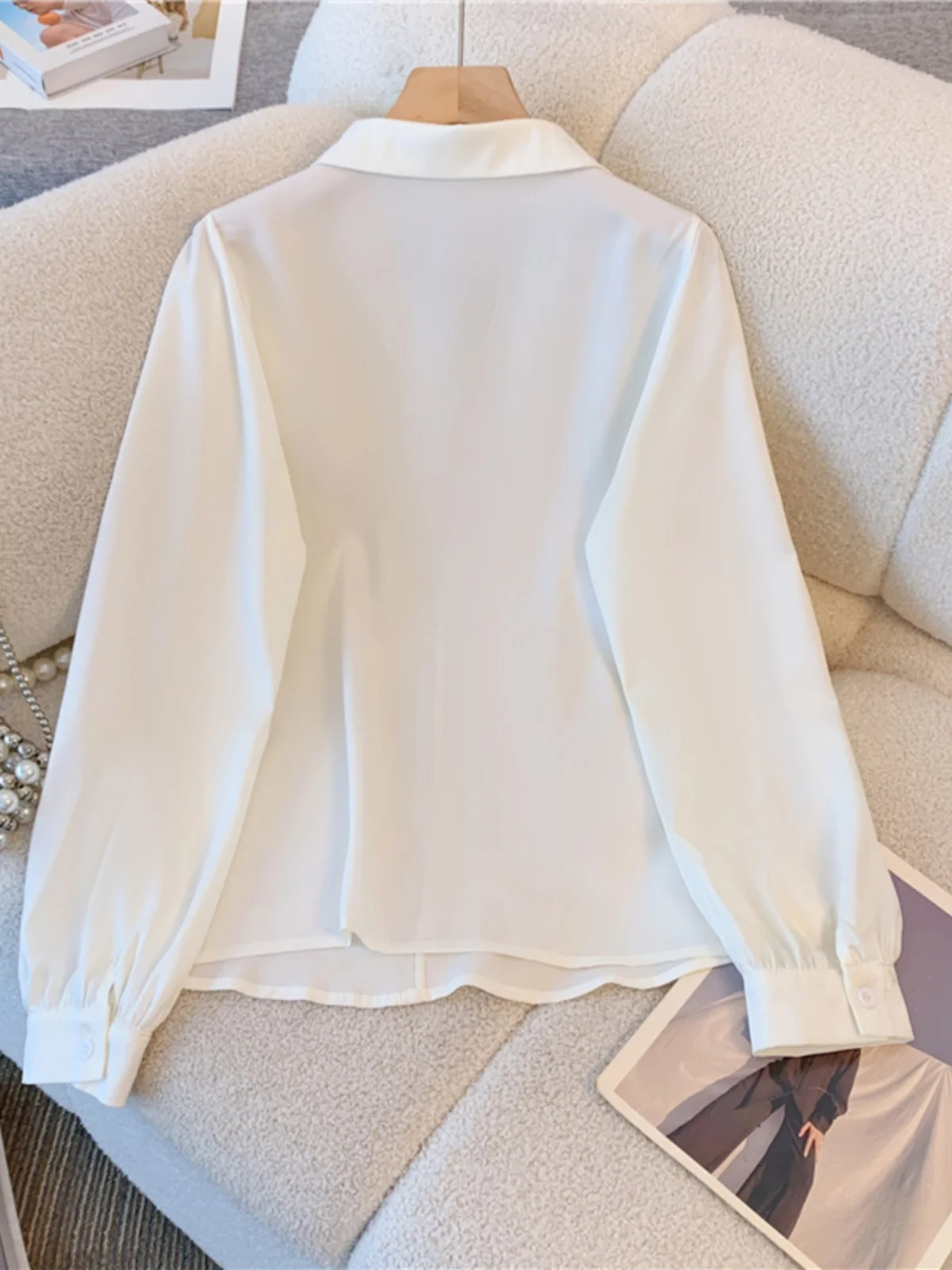 Новые китайские рубашки с v-образным вырезом в национальном стиле белые длинными