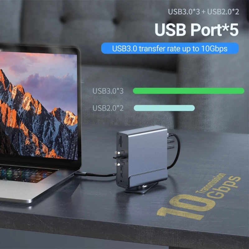 SS8S Подключение ноутбука Многопортовая док-станция USB C 16 в 1 с питанием HDTV
