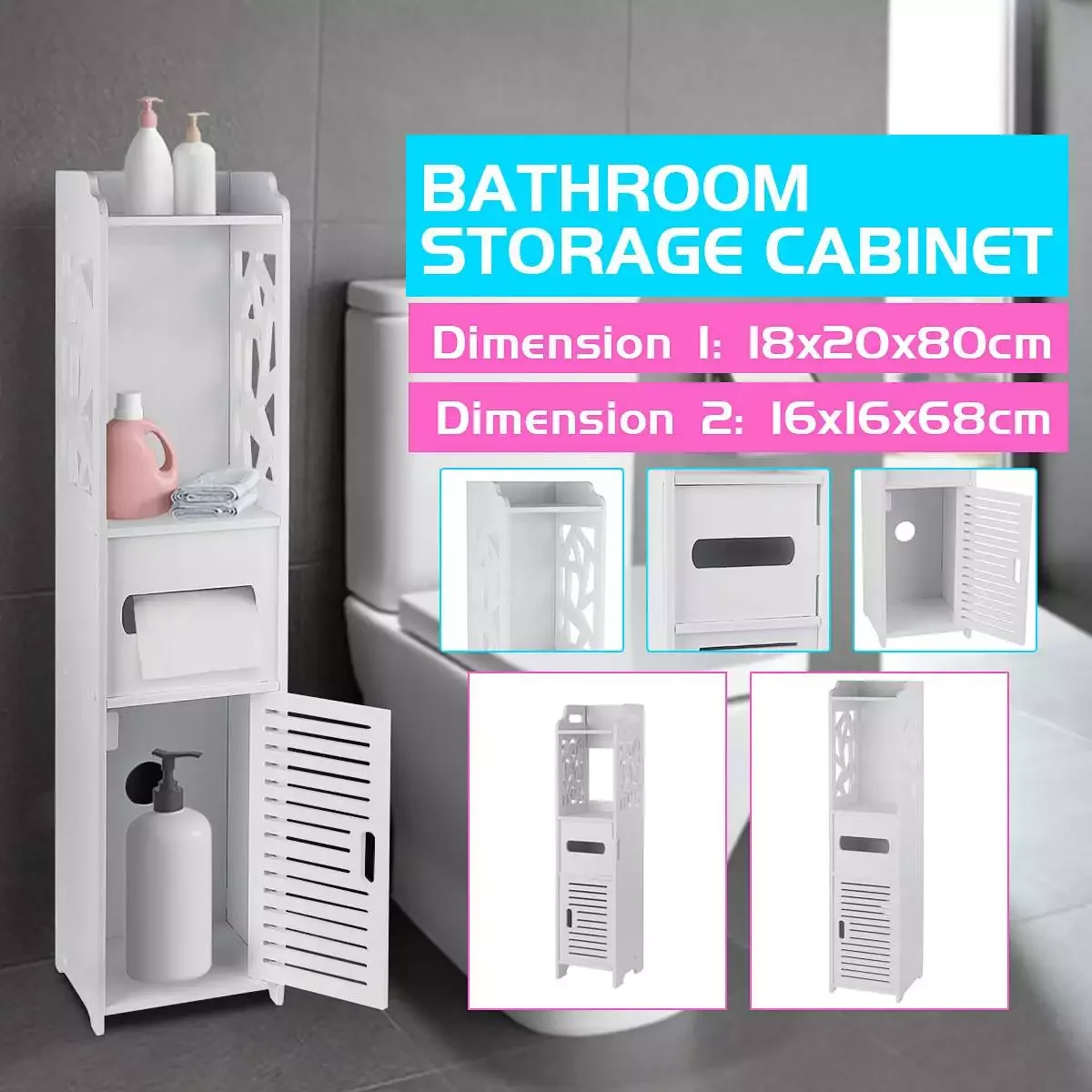 

NEW2023 Bathroom Organzier Floor Standing Toilet Paper Holder Rack Storage Cabinet Shower Corner Shelf Waterproof Bathroom Shelv