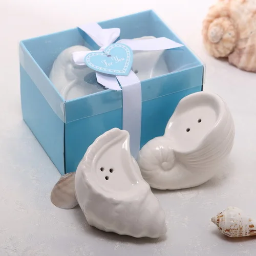 Свадебные сувениры морская улитка соль и перечница 10 шт./партия Свадебный