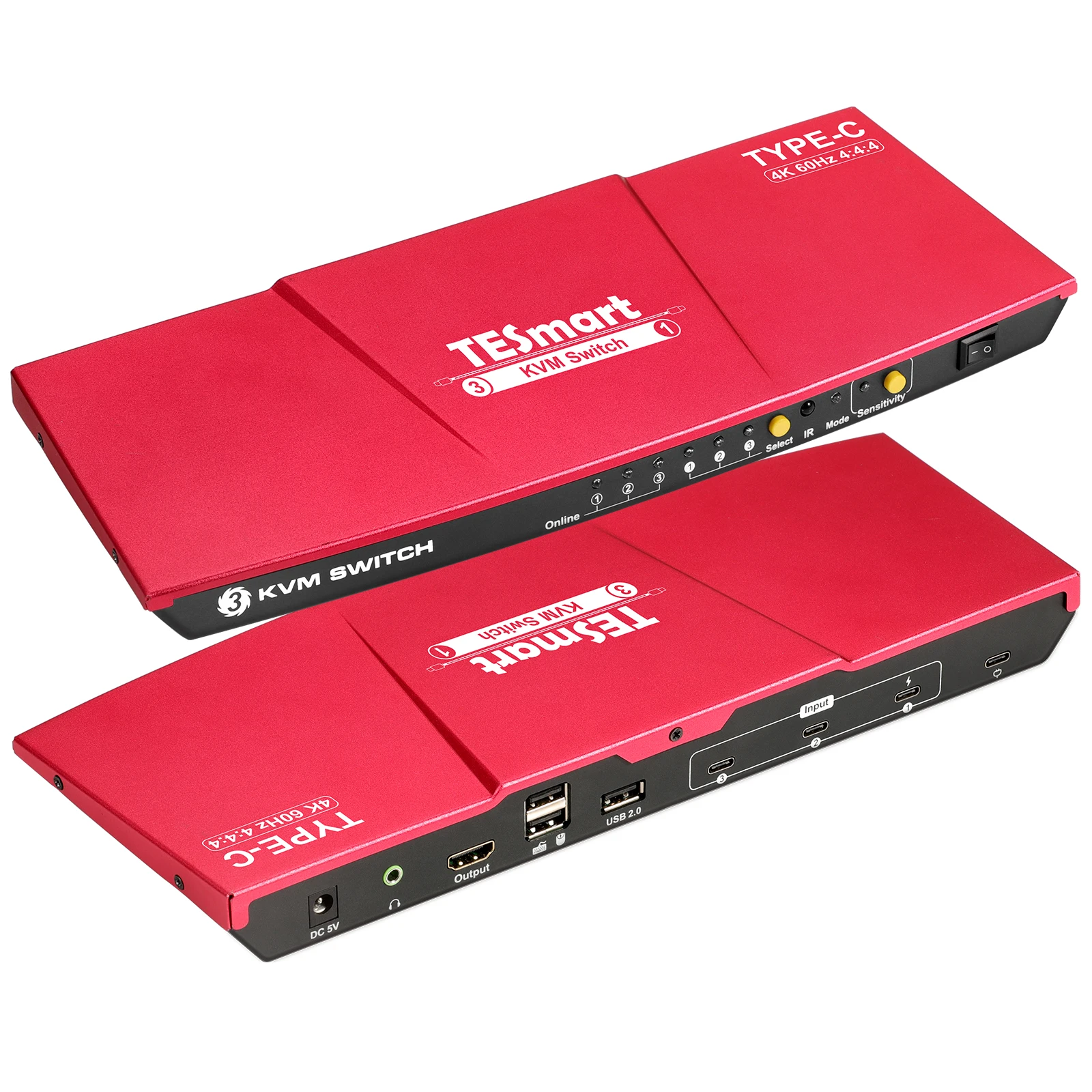 

New Arrival HDCP 2.2 3 in 1 out USB Type-C KVM Switch