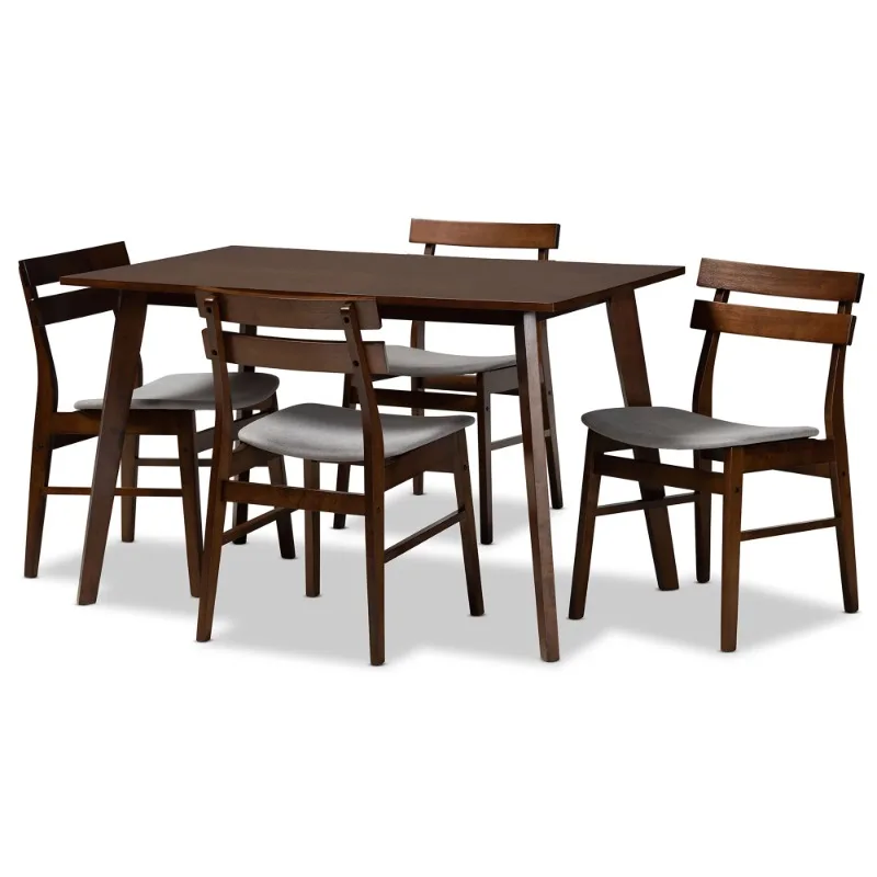 

Baxton Studio Eleri Mid-Century Modern Transitional Light Grey Fabric Upholstered and Walnut Brown Finished Wood