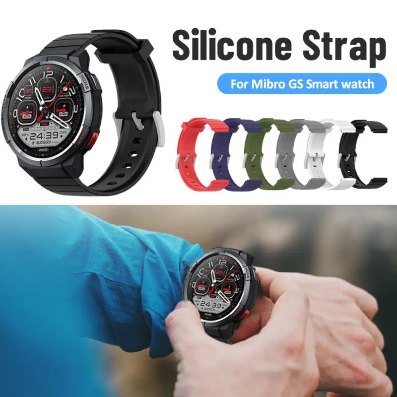 

White Comfortable For Mibro Gs Smart Watch Strap Silicone Strap For Mibro Gs High Quality Wristband Office Accessories Elegant
