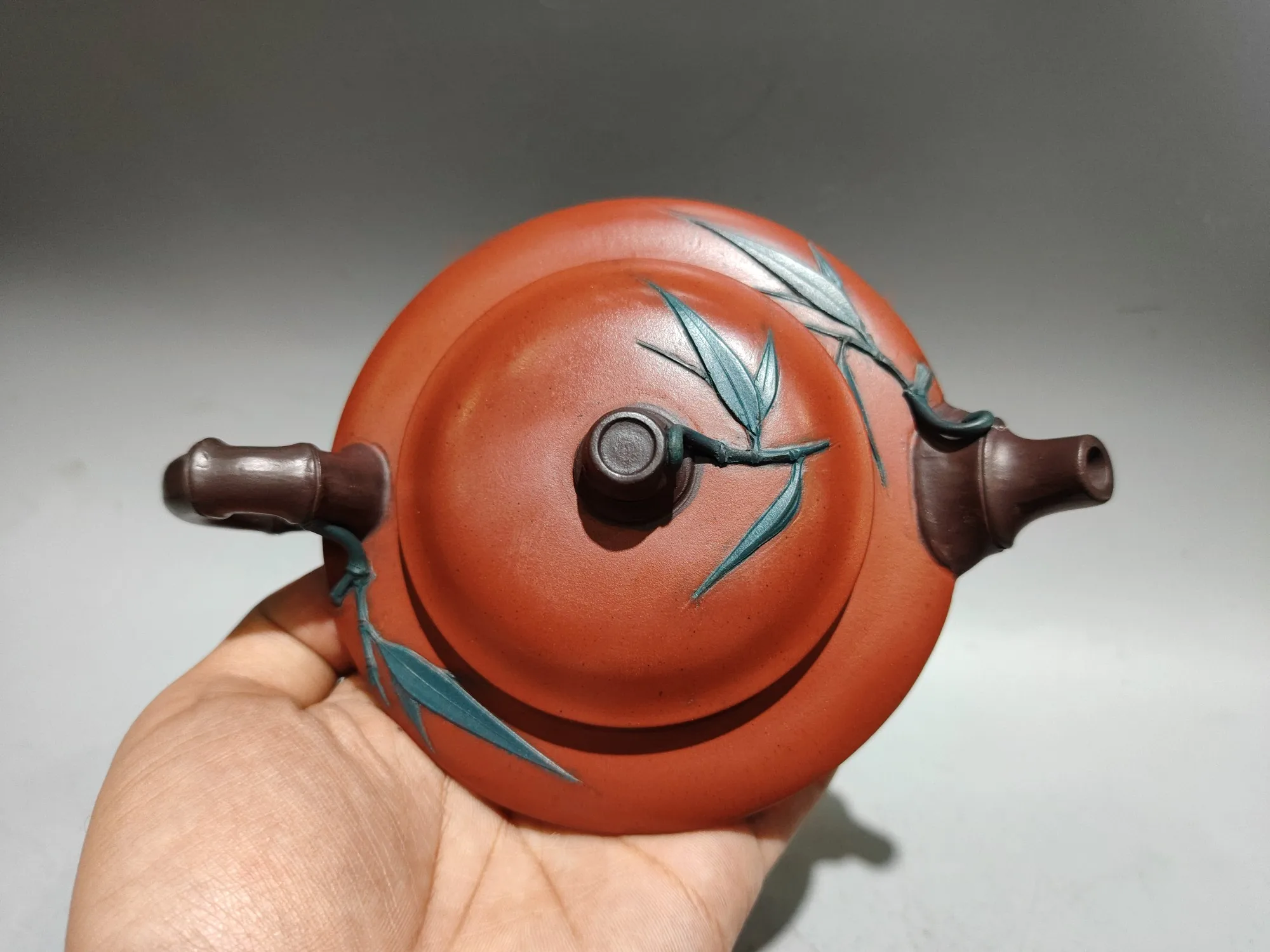 6 &quotКитайский Исинский фиолетовый глиняный чайник с бамбуковым листом и узором